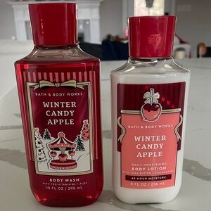 Bath & Body Works Winter Candy Apple Body Wash and Lotion